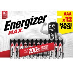 Energizer Alkaline Batteries Max AAA LR03 1200 mAh 1.5 V Pack of 12