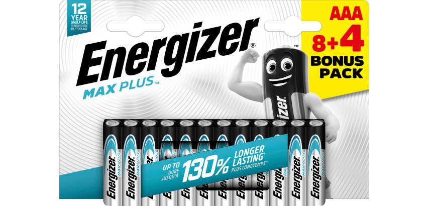 Energizer Alkaline Batteries Max Plus AAA LR03 1200 mAh 1.5 V Pack of 12