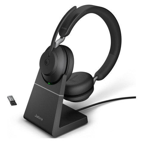 Micro-auriculares inalámbricos Jabra Evolve2 65 MS estéreo biaurales con soporte de carga USB-C