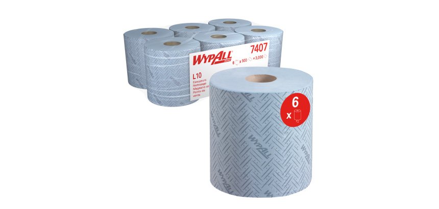 Bobine Wypall essuyage industriel L10 7407 190 m bleue - Colis de 6