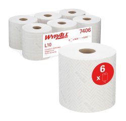 Secado industrial blanca Wypall L10 Extra 7407 190 m - caja de 6 bobinas