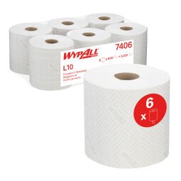 Secado industrial blanca Wypall L10 Extra 7407 190 m - caja de 6 bobinas