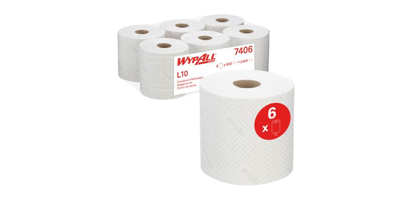 Wiping roll Wypall L10 industrial 7406 190 m white - Pack of 6