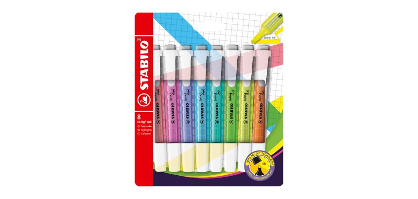 Subrayador STABILO Swing Cool colores surtidos Fluo - Paquete de 8