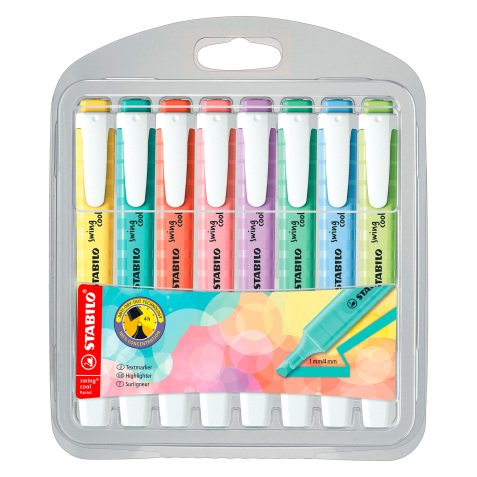 Highlighter Stabilo Swing Cool pastel assorted colors - Pack of 8