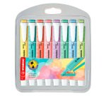 Surligneurs Stabilo Swing Cool couleurs assorties pastel - Pochette de 8