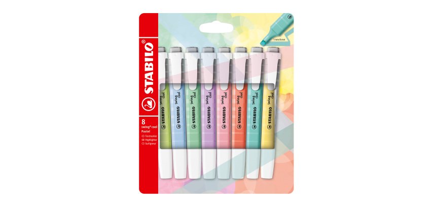 Highlighter Stabilo Swing Cool pastel assorted colors - Pack of 8