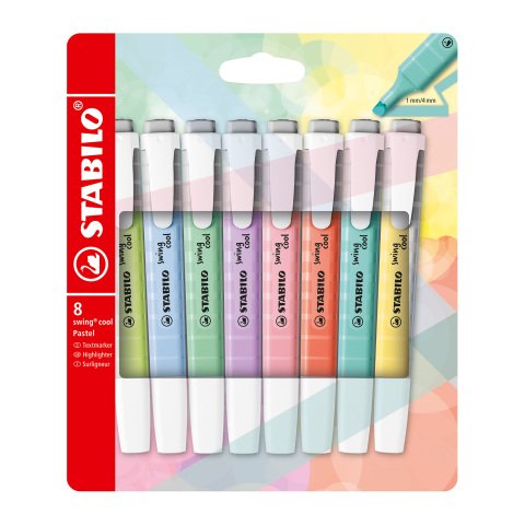 Subrayador STABILO Swing Cool colores surtidos pastel - Estuche de 8