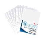 Buste a perforazione Universale Bruneau 22 x 30 cm polipropilene trasparente finitura goffrata a buccia d'arancia spessore medio 50 unità