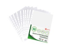 Buste a perforazione Universale Bruneau 21 x 29,7 cm polipropilene trasparente finitura goffrata a buccia d'arancia spessore medio 50 unità
