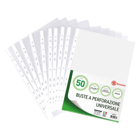 Confezioni da 50 buste perforate Bruneau 21 x 30 cm goffrate spessore medio