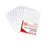 Buste a perforazione Universale Bruneau 22 x 30 cm polipropilene trasparente finitura goffrata a buccia d'arancia spessore medio 100 unità