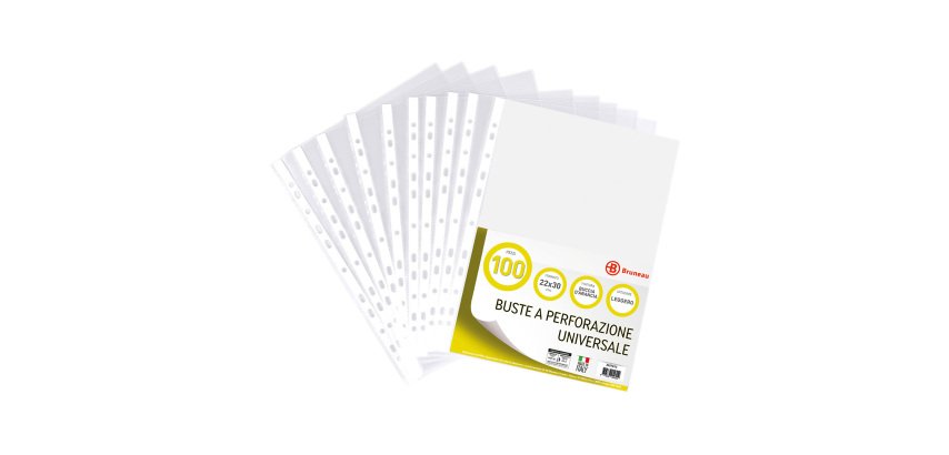 Bruneau Punched pocket A4 55 mikron Transparent 100 pieces