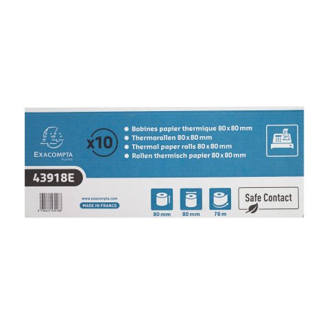 Bobines Caisses Exacompta 43918E - l 80 mm x L 76 m, Ø 80 mm - 1 pli(s) - paquet de 10