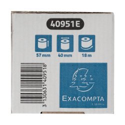 Bobinen Bankpos-Terminalen Exacompta 40951E - B 57 mm x L 18 m, Ø 40 mm - 1 Falte - Pack of 20