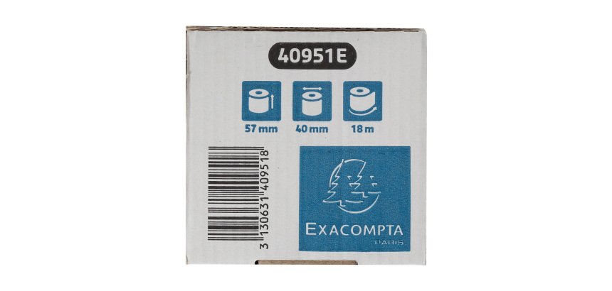 Bobines terminaux bancaires Exacompta 40951E - l 57 mm x L 18 m, Ø 40 mm - 1 pli(s) - paquet de 20