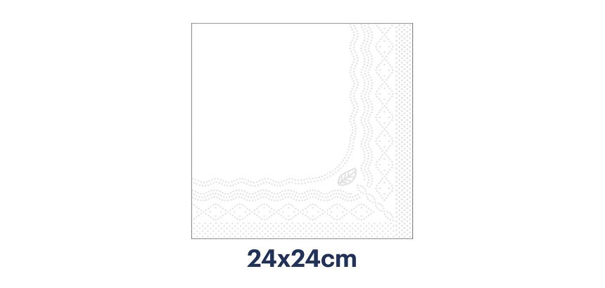 Tovaglioli Tork Cocktail 24 x 24cm – piegatura ¼ - bianco - 200 unità