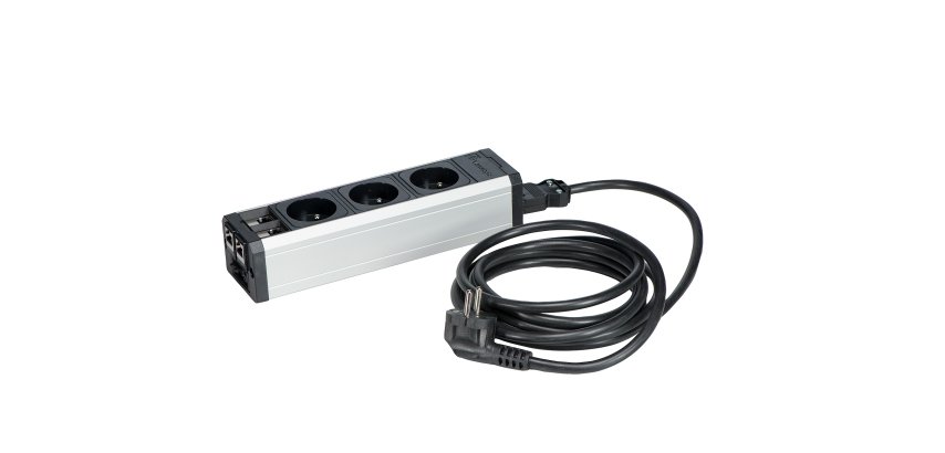 Regleta de 3 enchufes con 2 conexiones RJ45 - cable de conexión 3m - elemento inicial