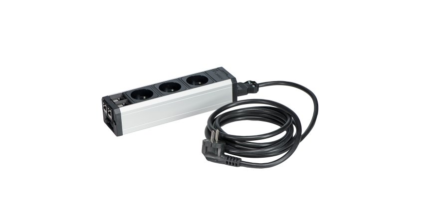 Regleta de 3 enchufes con 2 conexiones RJ45 - cable de conexión 3m - elemento inicial