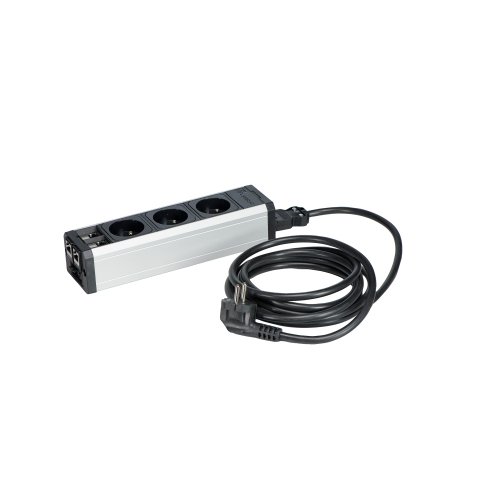 Regleta de 3 enchufes con 2 conexiones RJ45 - cable de conexión 3m - elemento inicial