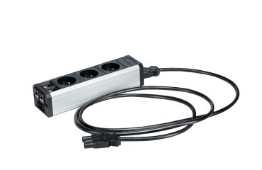 Regleta de 3 enchufes con 2 conexiones RJ45 - cable de conexión 2 m - elemento adicional