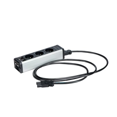 Regleta de 3 enchufes con 2 conexiones RJ45 - cable de conexión 2 m - elemento adicional