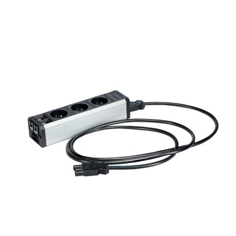 Regleta de 3 enchufes con 2 conexiones RJ45 - cable de conexión 2 m - elemento adicional