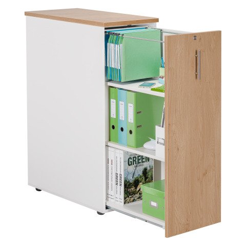 Mueble Tower Alt 114 con apertura lateral blanco roble- Intuitiv Eden