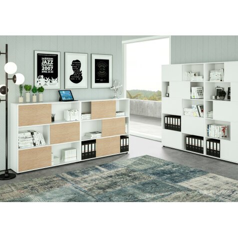 Libreria Tetris bassa Bianco rovere 120x35x1,162cm