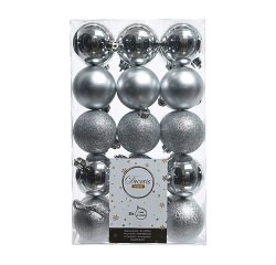 Bolas decorativas color plata - caja de 30