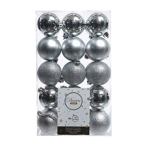 Bolas decorativas color plata - caja de 30