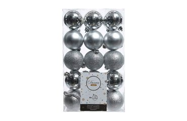 Bolas decorativas color plata - caja de 30