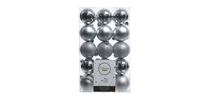 Bolas decorativas color plata - caja de 30
