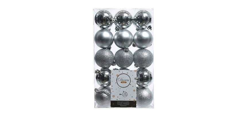 Bolas decorativas color plata - caja de 30