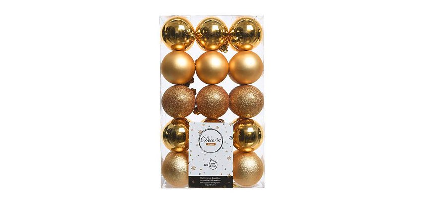Bolas decorativas color dorado - caja de 30
