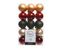 Bolas decorativas color surtido doradas, burdeos, verdes - caja de 30