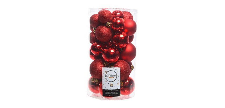 Bolas decorativas color rojo - caja de 30