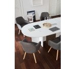 Table modulaire L 140 cm plateau blanc pieds croix Essens