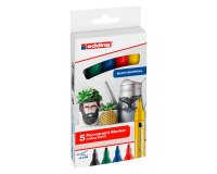 Marqueur permanent rechargeable Edding E 2000C pointe ogive 1,5 mm - Pochette de 5 couleurs assorties