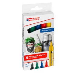 Rotulador permanente recargable Edding E 2000C punta biselada 1,5 mm - Paquete de 5 colores surtidos