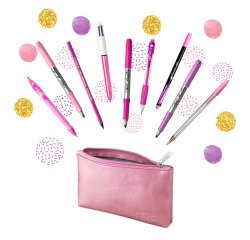 En_cf9 set bic pink e purple trousse rosa