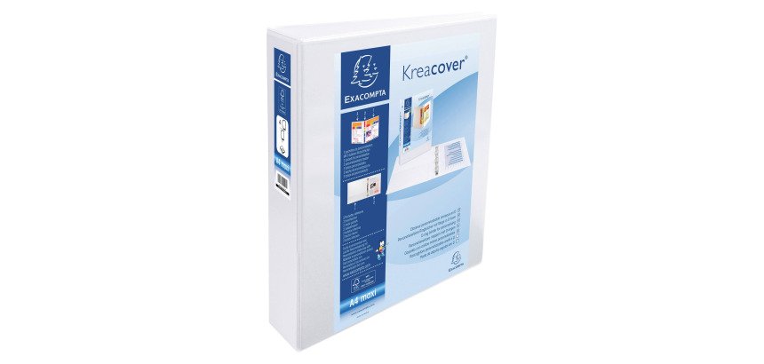 Exacompta Presentation Ring Binder with 3 Personalisation Pockets Polypropylene A4 4 ring 50 mm White
