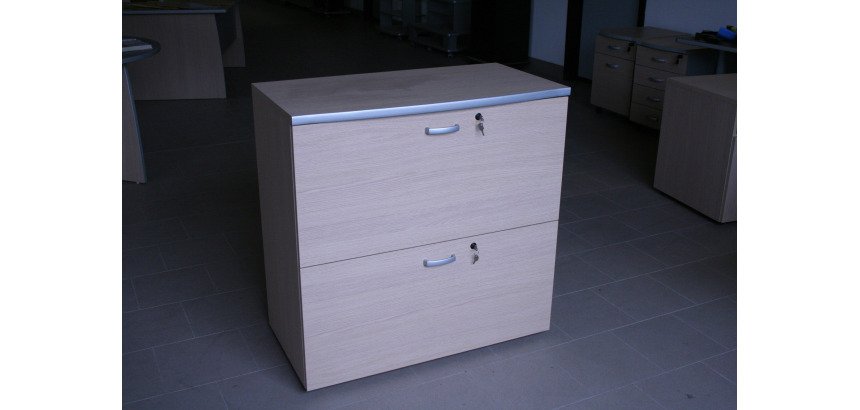 Mobile per cartelle sospese con finiture in color alluminio 2 cassetti cassetti acero 900 x 450 x 900 mm