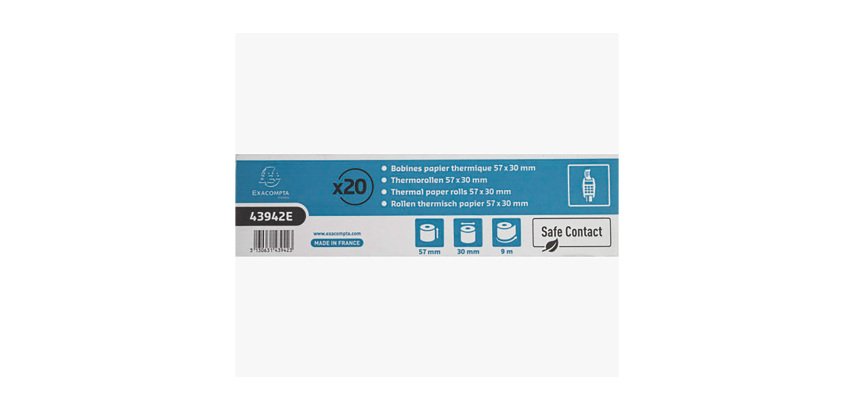 Bobine Kassenterminal Exacompta 43942E - B 57 mm x L 9 m, Ø 30 mm - 1 Lage(n) - Packung mit 20