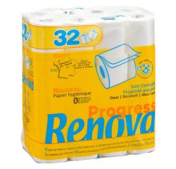 Papel higiénico de doble capa Renova Progress - 32 rollos de 140 hojas.