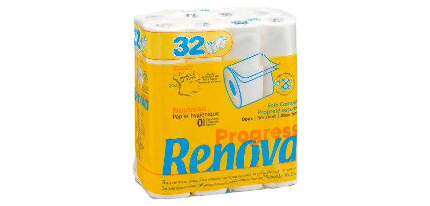 Papier toilette double épaisseur Renova Progress - 32 rouleaux de 140 feuilles