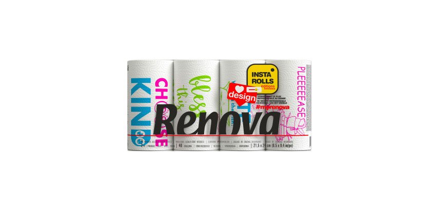 Rouleau essuie-tout papier Renova Design - Paquet de 4 rouleaux