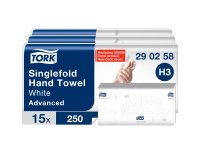 Handdoekjes gewikkeld geplooid Tork H3 Advanced - doos van 1250 stuks