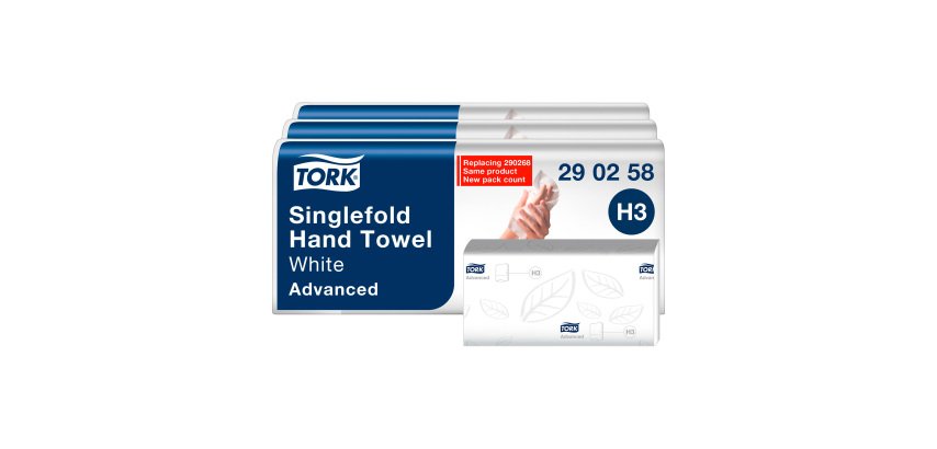 Handtücher gewickelt gefaltet Tork H3 Advanced - Packung mit 1250 Stück