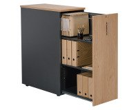 Caisson Tower bois H114 cm à ouverture latérale corps carbone/chêne clair - Exprim